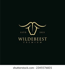 Lujosa línea de arte wildebeest cabeza ilustración