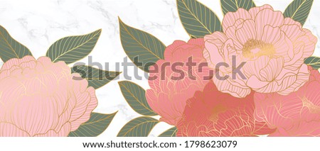 Luxurious line arts background design with peony flower spherical composition for wallpaper, textiles, paper and prints. Vintage vactor illustration. 