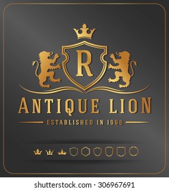 Luxurious Lions Royal Crest Vector Design Template Suitable For Businesses Logo and Product Names, Luxury industry like Resort, Spa, Hotel, Jewelry, Wedding, Restaurant and Real estate.