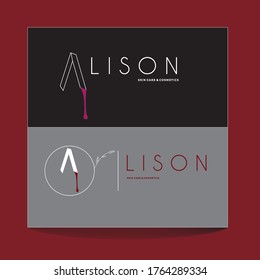 Luxurious lipstick melting cosmetics logo eps vol 3. Vector illustration for beauty salon ,hair salon,cosmetic branding.