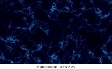 Luxurious liquid marble background in deep navy blue with flowing gold veins, interior or exterior, counter top view, ice, winter, texture, blue