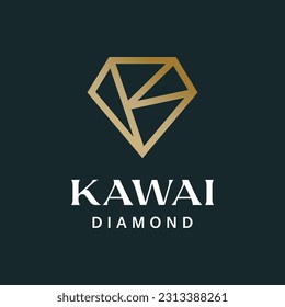 Luxurious logo combination of K and diamonds. It is suitable for use for jewelry store logos.