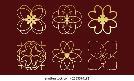 colección de diseño de logotipo de lujo, diseño de oro de trabajo de trayectoria, diseño de adornos