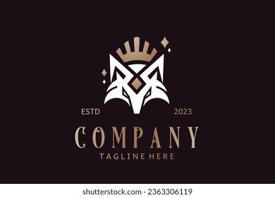 The luxurious logo of the fox king, this logo combines a golden crown with a black background