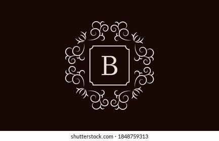 Luxurious logo with the letter B. Elegant ornament, monogram for the company's brand, hotel sign, emblem. Vector illustration.