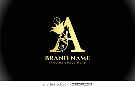 luxurious looking letter A logo in gold color
