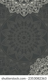 Luxuriöses Mandala. Dunkelgrüner Hintergrund. Boho sun für Weihnachtsfeier Neujahr Packpapier Yoga Wallpaper Beauty Salon Spa Zubehör Hochzeitsgeschenk Paket