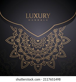 Luxurious mandala ornament background. Luxurious golden mandala vector. Decoration mandala pattern on a black background. mandala pattern with metallic golden color. Luxury decoration gift card. 