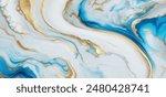 Luxurious marble wallpaper background. Luxury marble texture with gold glitter and blue tone. Indigo ocean blue marbling with natural luxury style swirls of marble and gold powder geode pattern.