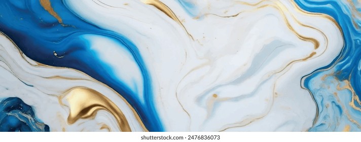 Luxurious marble wallpaper background. Luxury marble texture with gold glitter and blue tone. Indigo ocean blue marbling with natural luxury style swirls of marble and gold powder geode pattern.