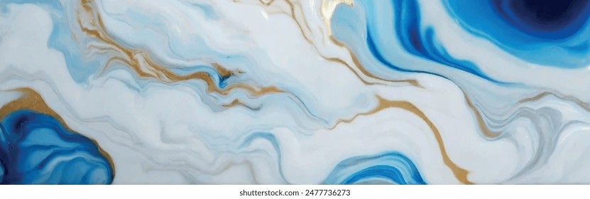 Luxurious marble wallpaper background. Luxury marble texture with gold glitter and blue tone. Indigo ocean blue marbling with natural luxury style swirls of marble and gold powder geode pattern.