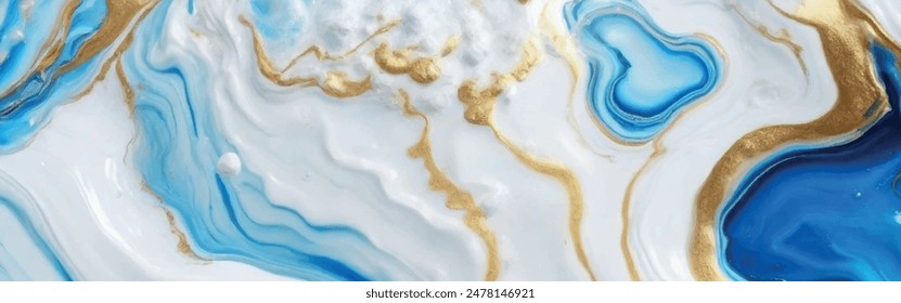 Luxurious marble wallpaper background. Luxury marble texture with gold glitter and blue tone. Indigo ocean blue marbling with natural luxury style swirls of marble and gold powder geode pattern.