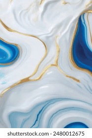 Luxurious marble wallpaper background. Luxury marble texture with gold glitter and blue tone. Indigo ocean blue marbling with natural luxury style swirls of marble and gold powder geode pattern.