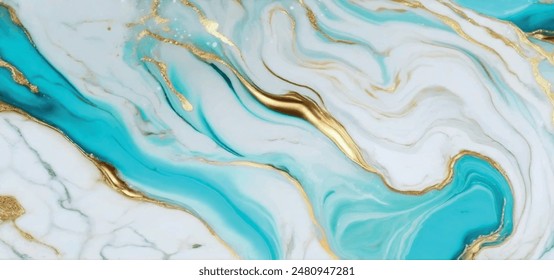 Luxurious marble wallpaper background. Luxury marble texture with gold glitter and blue tone. Indigo ocean blue marbling with natural luxury style swirls of marble and gold powder geode pattern.