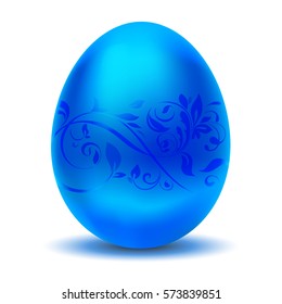 Luxurious metallic blue Easter egg