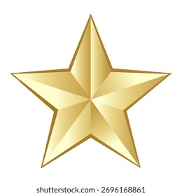 Luxurious Metallic Gold Five-Point Star Icon for Achievement and Award Recognition Design