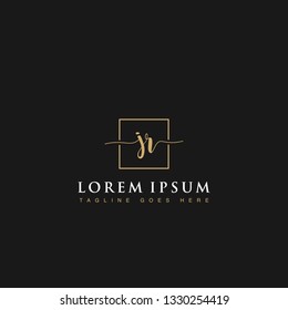 Luxurious minimalist elegant handwritten Initials letters JR linked inside square line box vector logo designs inspirations in gold colors for company, hotel, boutique, jewelry, restaurant or branding