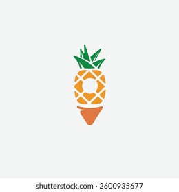 Luxurious minimalist logo combining pineapple and GPS symbol, perfect for travel, food, or tech brands. Ideal for upscale, modern businesses seeking a unique, elegant identity. Sell on microstock