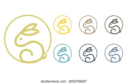 Luxurious and minimalist rabbit icon set