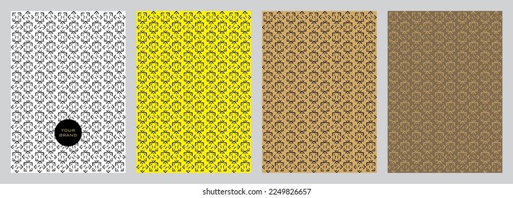 Luxurious minimalistic hand drawn rectangular pattern vector set. For covers, backgrounds, invitations, textile patterns, wrapping paper patterns, templates, banners.