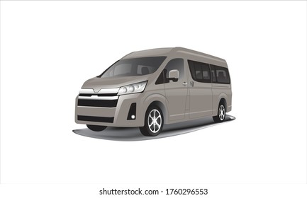 luxurious modern 3d HI-ACE grand royale mpv multi purpose vehicle, gmc, chevy passenger van for transportaions, delivery and shipping service logo template, for europe, asia, korea, us and others