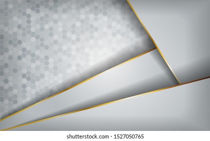 luxurious modern abstract white with golden lines background.