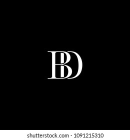 Luxurious modern creative artistic BD DB B D black and white initial based letter icon logo.