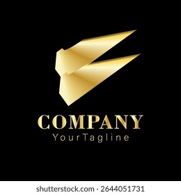 A luxurious and modern logo design with a glossy metallic finish, set against a black background. Perfect for premium brands, corporate identity, or luxury business logos.