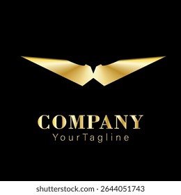 A luxurious and modern logo design with a glossy metallic finish, set against a black background. Perfect for premium brands, corporate identity, or luxury business logos.