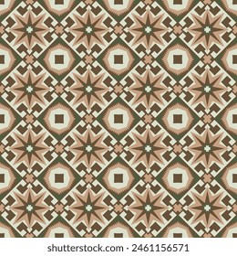 Luxurious monochrome seamless pattern in warm colors. Art forms are grouped and arranged in a specific order. Vector image for print, textile, packaging, interior design and your other projects.