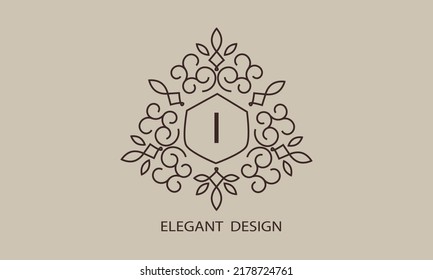Luxurious monogram. Vector graphic elegant initial I logo, suitable for restaurants, hotels, cafes, shops, fashion, beauty salons, etc.