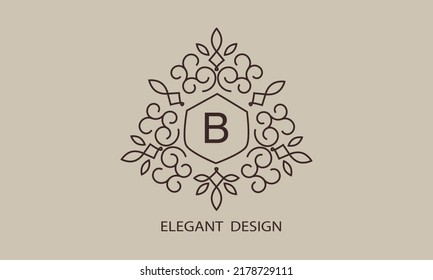 Luxurious monogram. Vector graphic elegant initial B logo, suitable for restaurants, hotels, cafes, shops, fashion, beauty salons, etc.