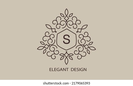 Luxurious monogram. Vector graphic elegant initial S logo, suitable for restaurants, hotels, cafes, shops, fashion, beauty salons, etc.