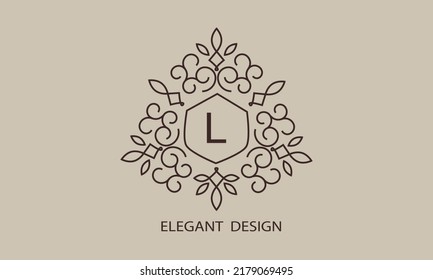 Luxurious monogram. Vector graphic elegant initial L logo, suitable for restaurants, hotels, cafes, shops, fashion, beauty salons, etc.