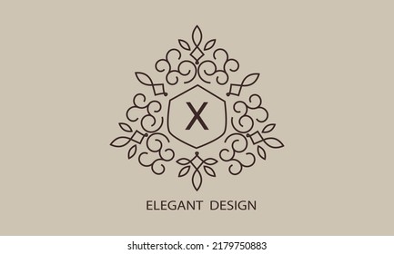 Luxurious monogram. Vector graphic elegant initial X logo, suitable for restaurants, hotels, cafes, shops, fashion, beauty salons, etc.