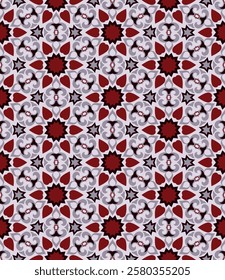 Luxurious mosaic seamless pattern. Art forms are grouped and arranged in a specific order. Vector image for print, textile, packaging, interior design and your other projects.