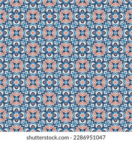 Luxurious motley seamless pattern with Persian motifs. Overlapping art forms, stripes, polygons, segments are grouped and arranged in a certain order. Vector. 