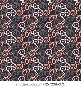 Luxurious motley seamless pattern with swirled stripes. Vector illustration for print, fabric, cover, packaging, interior decor, blog decoration and other your projects.
