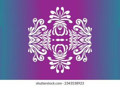 Luxurious nature batik ethnic dayak gradient flower and leaf art design for wedding presentation template 
