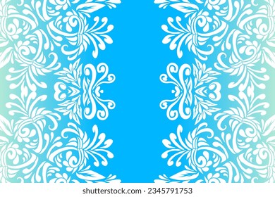 Luxurious nature batik ethnic dayak gradient flower and leaf art design for wedding presentation template 