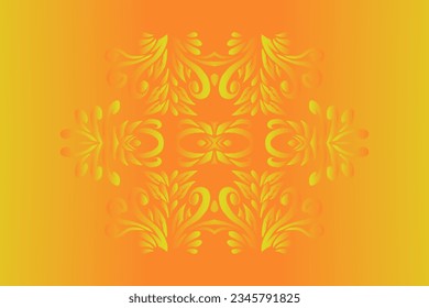 Luxurious nature batik ethnic dayak gradient flower and leaf art design for wedding presentation template 