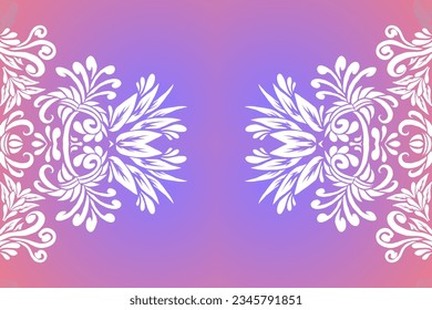 Luxurious nature batik ethnic dayak gradient flower and leaf art design for wedding presentation template 