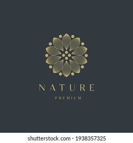 Luxurious Nature floral leaf ornament logo icon design template. Gold, elegant, beauty, spa, yoga, cosmetic product, modern vector illustration