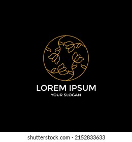 Luxurious Nature floral leaf ornament logo icon design template. Gold, elegant, beauty, spa, yoga, cosmetic product, modern vector illustration