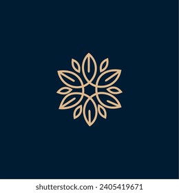 Luxurious Nature floral leaf ornament logo icon design template. Gold, elegant, beauty, spa, yoga, cosmetic product, modern vector illustration