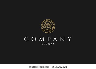 Luxurious Nature floral leaf ornament logo icon design template.