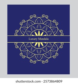 Luxurious Navy Blue Invitation with Golden Mandala Design"