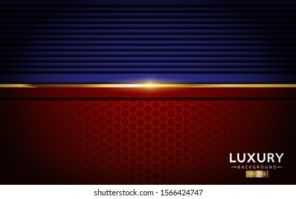 luxurious navy blue with red background combine with golden lines. elegant  modern background. eps vector