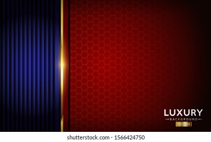 luxurious navy blue with red background combine with golden lines. elegant  modern background. eps vector