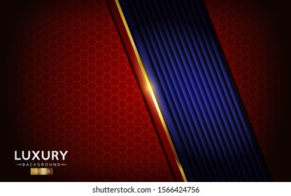 luxurious navy blue with red background combine with golden lines. elegant  modern background. eps vector